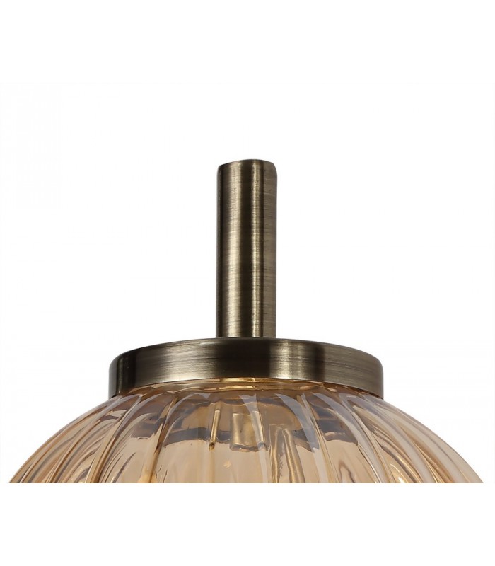 Wall Lamp, 1 x G9, Antique Brass, Amber Glass - 9