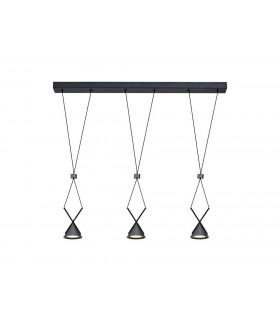 Bar Linear Ceiling Pendant 3 Light, 3 x 3W LED, 3000K, 350lm, Sand Black, Grey - 1