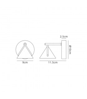 Wall Lamp 1 Light, 1 x 3W LED, 3000K, 110lm, Sand Black, Grey - 2