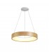 Dimmable Ceiling Pendant 47cm Round 1 x 30W LED 3000K, 1595lm, Medium Oak, Matt White - 1