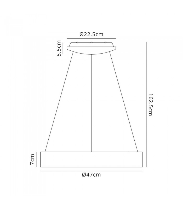 Dimmable Ceiling Pendant 47cm Round 1 x 30W LED 3000K, 1595lm, Medium Oak, Matt White - 2