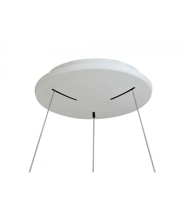 Dimmable Ceiling Pendant 47cm Round 1 x 30W LED 3000K, 1595lm, Medium Oak, Matt White - 4