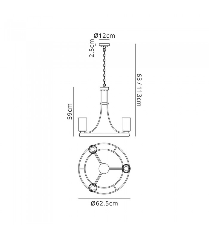 Ceiling Pendant 3 Light E27, Brown Oxide, Bronze With Clear Glass Shades - 2