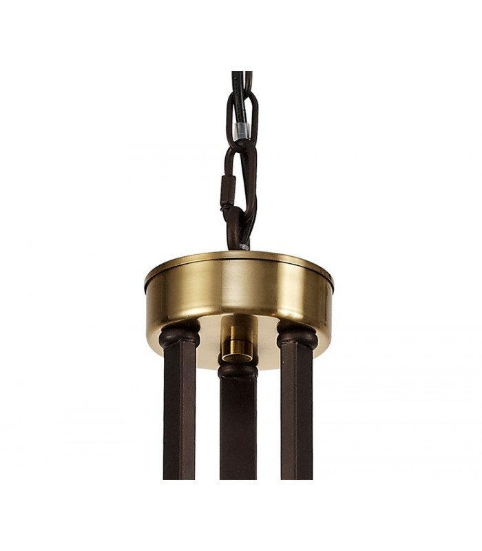Ceiling Pendant 3 Light E27, Brown Oxide, Bronze With Clear Glass Shades - 5