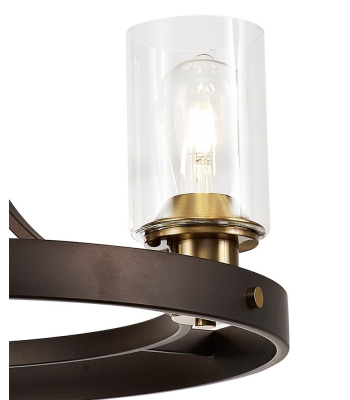 Ceiling Pendant 3 Light E27, Brown Oxide, Bronze With Clear Glass Shades - 8