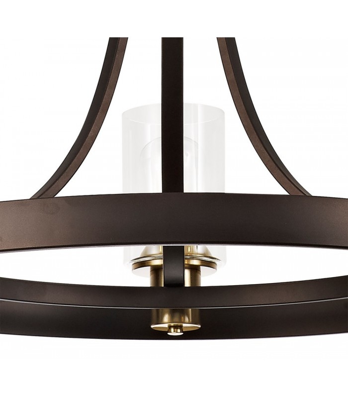 Ceiling Pendant 3 Light E27, Brown Oxide, Bronze With Clear Glass Shades - 9