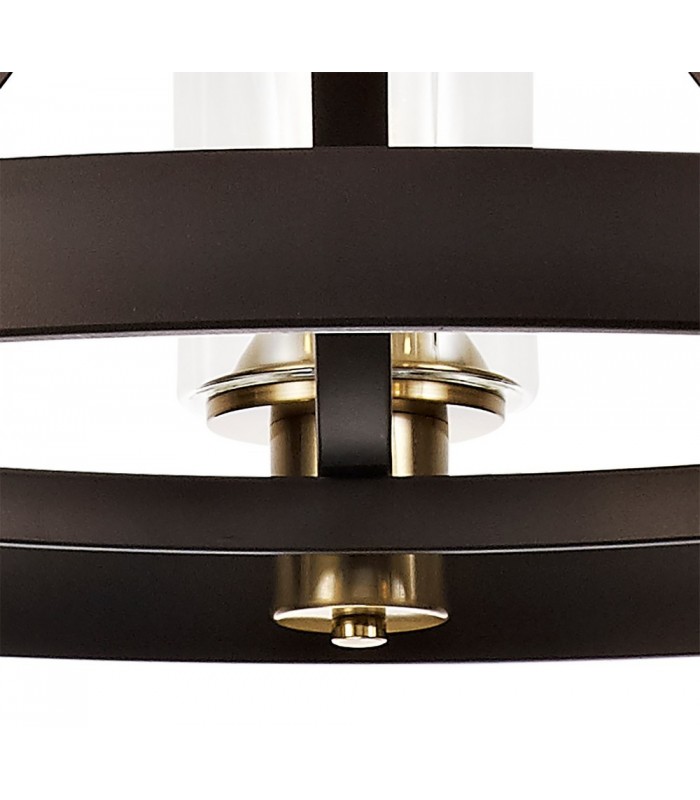 Ceiling Pendant 3 Light E27, Brown Oxide, Bronze With Clear Glass Shades - 10