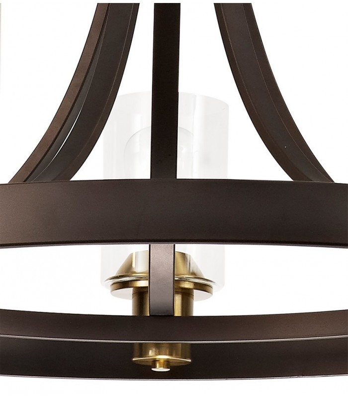 Ceiling Pendant 5 Light E27, Brown Oxide, Bronze With Clear Glass Shades - 9