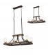 Linear Ceiling Pendant 6 Light E27, Brown Oxide, Bronze With Clear Glass Shades - 1