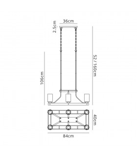 Linear Ceiling Pendant 6 Light E27, Brown Oxide, Bronze With Clear Glass Shades - 2