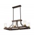Linear Ceiling Pendant 6 Light E27, Brown Oxide, Bronze With Clear Glass Shades - 5