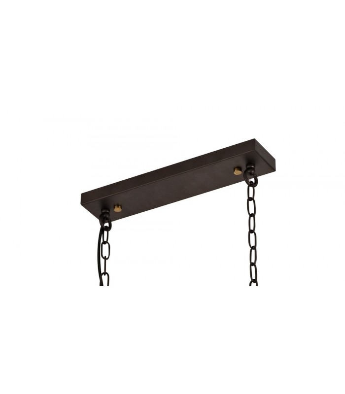 Linear Ceiling Pendant 6 Light E27, Brown Oxide, Bronze With Clear Glass Shades - 6