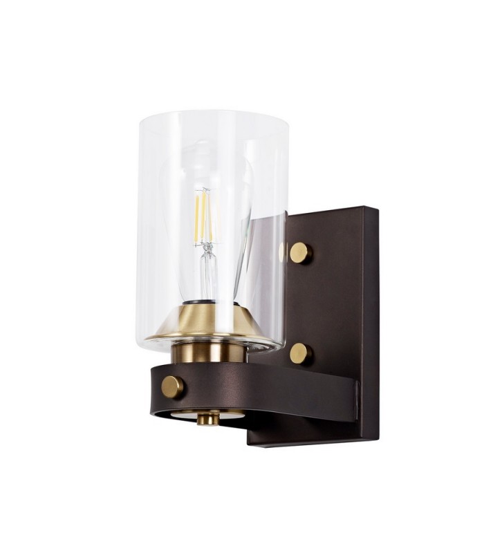 Wall Lamp 1 Light E27, Brown Oxide, Bronze With Clear Glass Shades - 3