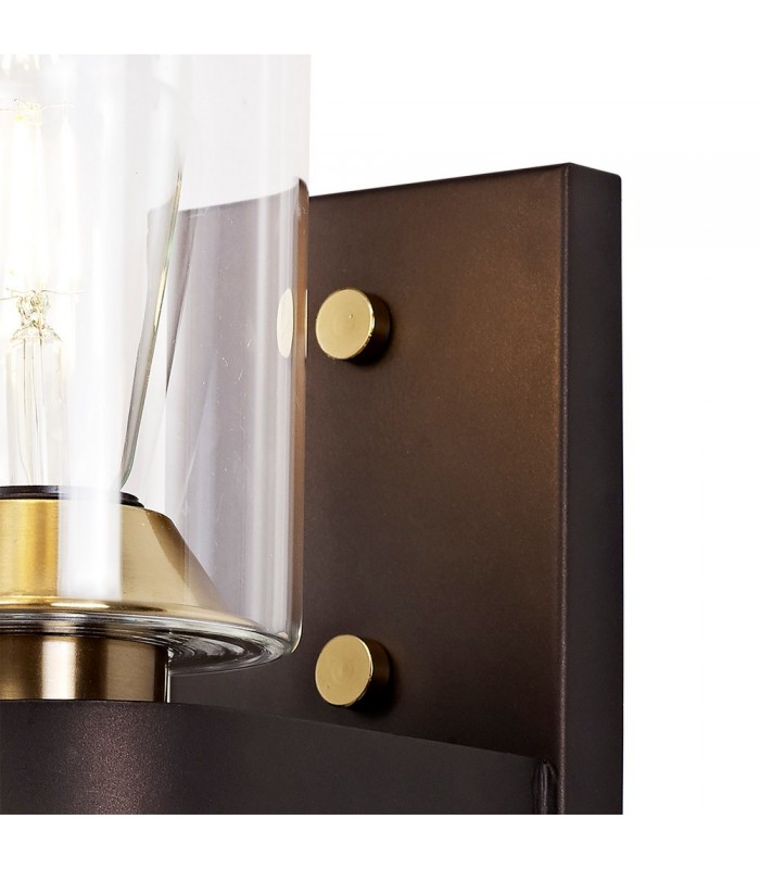 Wall Lamp 1 Light E27, Brown Oxide, Bronze With Clear Glass Shades - 4