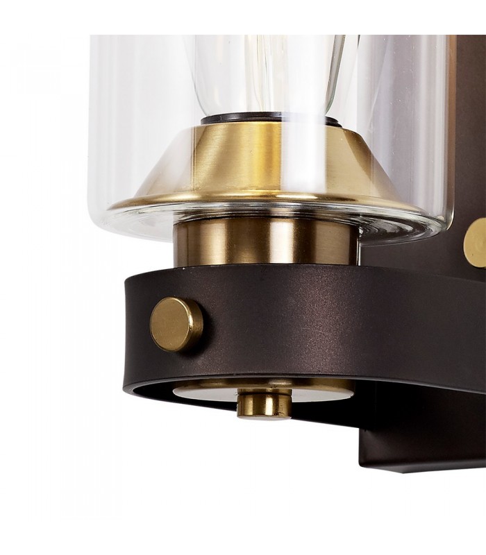 Wall Lamp 1 Light E27, Brown Oxide, Bronze With Clear Glass Shades - 5