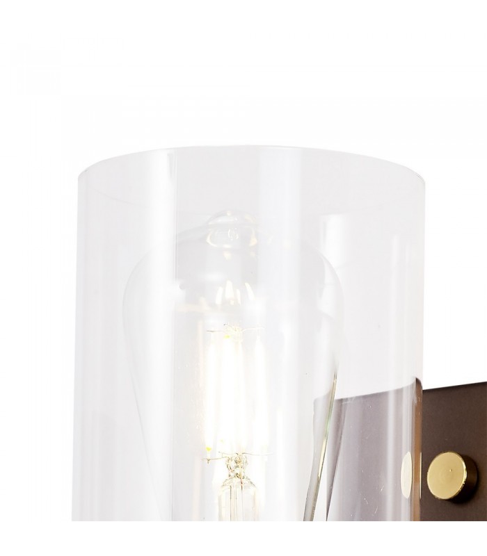 Wall Lamp 1 Light E27, Brown Oxide, Bronze With Clear Glass Shades - 6