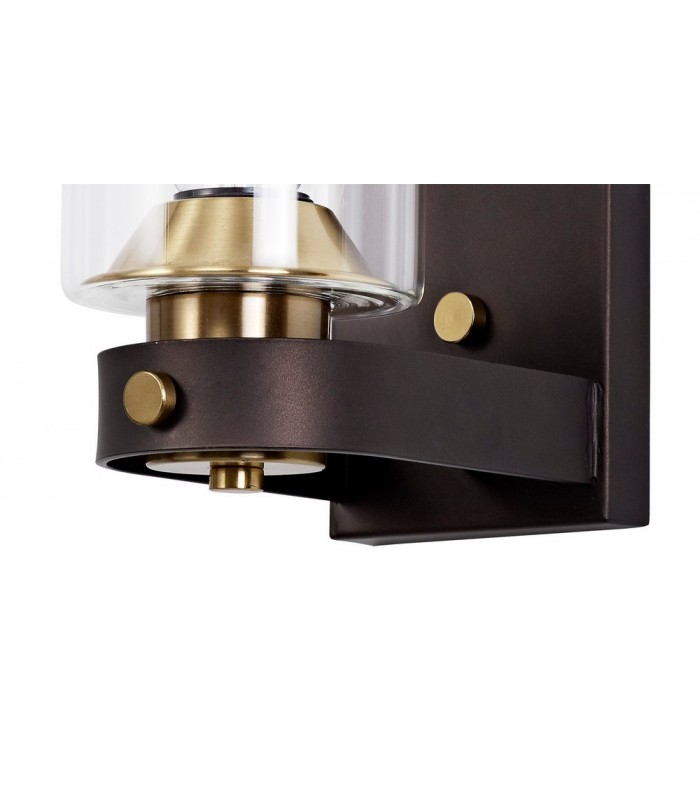 Wall Lamp 1 Light E27, Brown Oxide, Bronze With Clear Glass Shades - 7