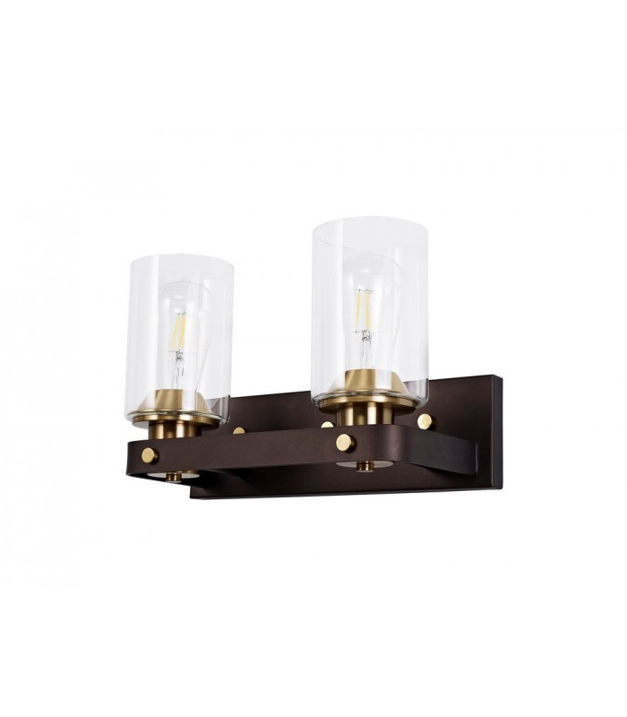 Wall Lamp 2 Light E27, Brown Oxide, Bronze With Clear Glass Shades - 3
