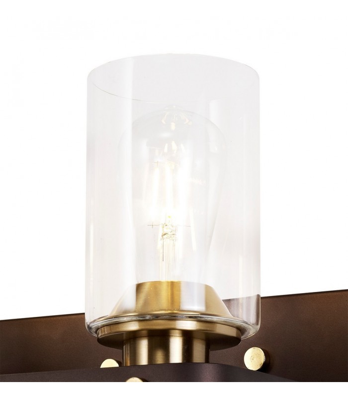 Wall Lamp 2 Light E27, Brown Oxide, Bronze With Clear Glass Shades - 4