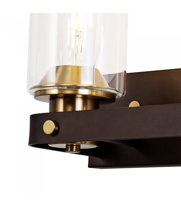 Wall Lamp 2 Light E27, Brown Oxide, Bronze With Clear Glass Shades - 5