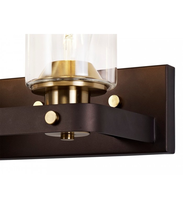 Wall Lamp 2 Light E27, Brown Oxide, Bronze With Clear Glass Shades - 6