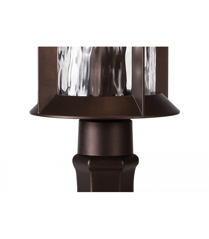 Pedestal Lamp, 1 x E27, Antique Bronze, Clear Ripple Glass, IP54 - 6