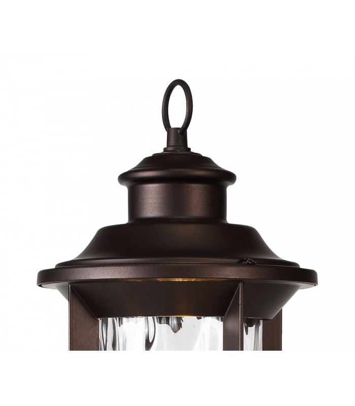 Pedestal Lamp, 1 x E27, Antique Bronze, Clear Ripple Glass, IP54 - 7