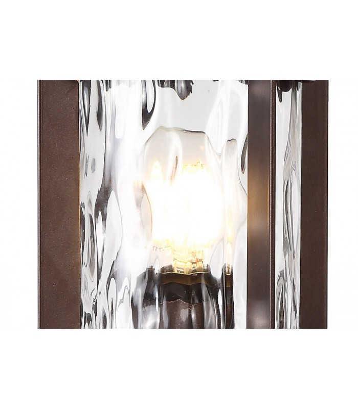 Pedestal Lamp, 1 x E27, Antique Bronze, Clear Ripple Glass, IP54 - 8