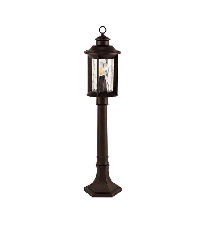 Bollard Post Lamp, 1 x E27, Antique Bronze, Clear Ripple Glass, IP54 - 3