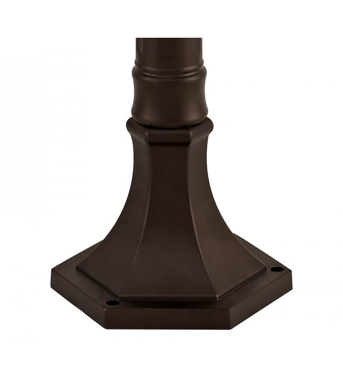 Bollard Post Lamp, 1 x E27, Antique Bronze, Clear Ripple Glass, IP54 - 4