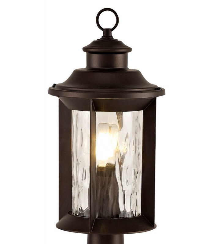 Bollard Post Lamp, 1 x E27, Antique Bronze, Clear Ripple Glass, IP54 - 5