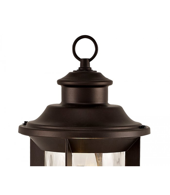 Bollard Post Lamp, 1 x E27, Antique Bronze, Clear Ripple Glass, IP54 - 7