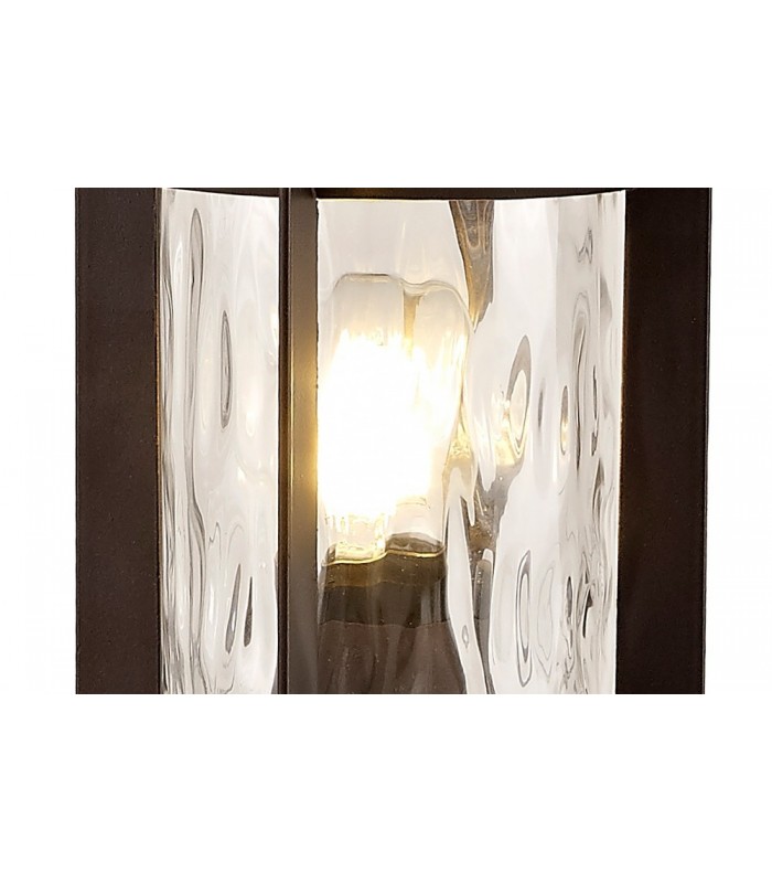Bollard Post Lamp, 1 x E27, Antique Bronze, Clear Ripple Glass, IP54 - 8