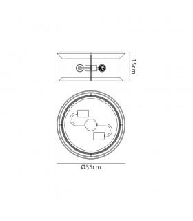 Flush Ceiling Lamp, 2 xE27, Antique Bronze, Clear Ripple Glass, IP54 - 2