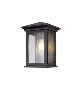 Flush Wall Lamp, 1 x E27, IP54, Anthracite, Clear Seeded Glass - 1
