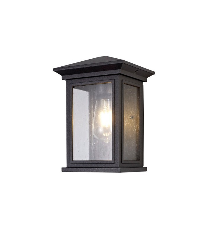 Flush Wall Lamp, 1 x E27, IP54, Anthracite, Clear Seeded Glass - 1