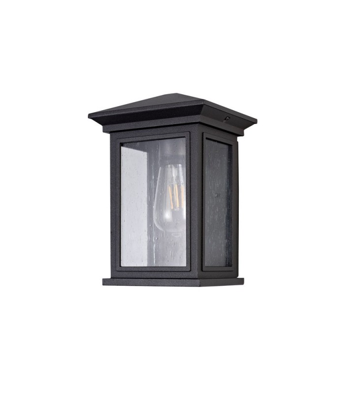 Flush Wall Lamp, 1 x E27, IP54, Anthracite, Clear Seeded Glass - 3