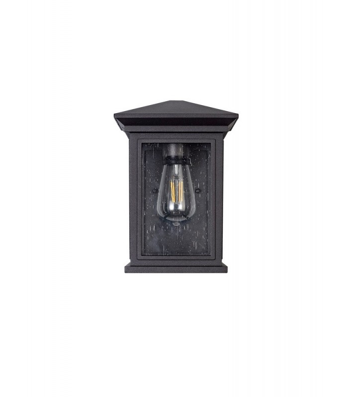 Flush Wall Lamp, 1 x E27, IP54, Anthracite, Clear Seeded Glass - 5