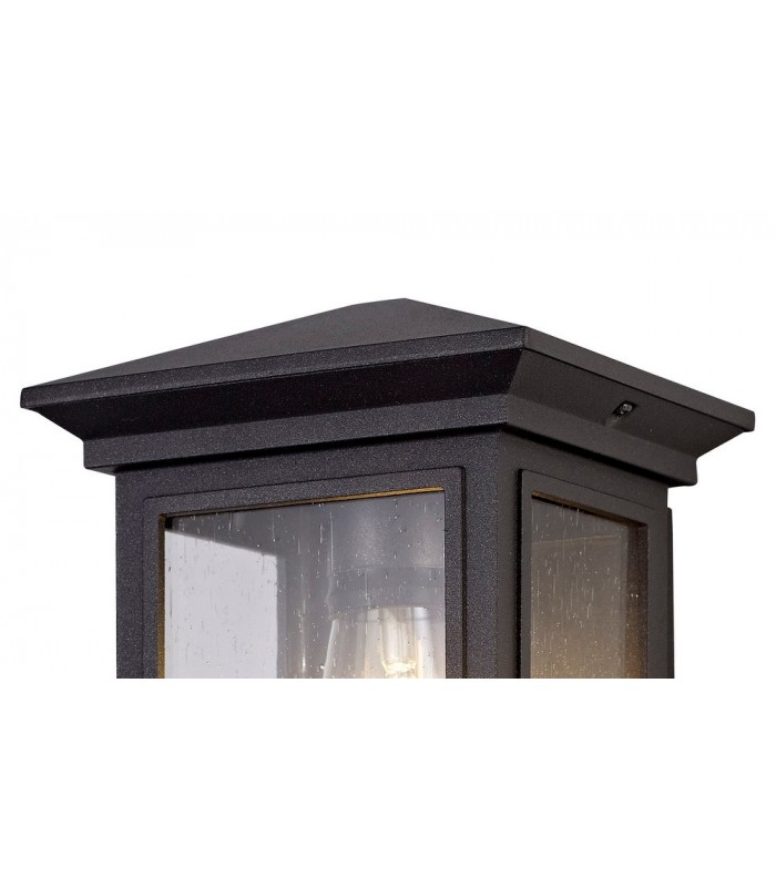 Flush Wall Lamp, 1 x E27, IP54, Anthracite, Clear Seeded Glass - 6