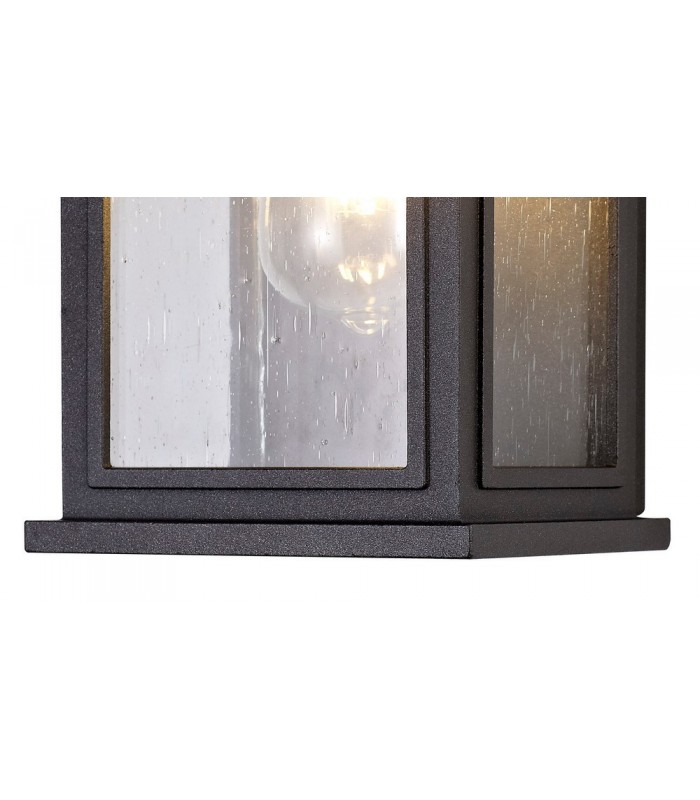 Flush Wall Lamp, 1 x E27, IP54, Anthracite, Clear Seeded Glass - 7