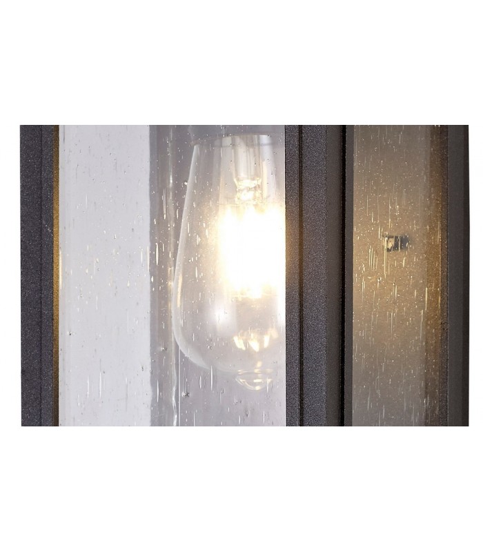 Flush Wall Lamp, 1 x E27, IP54, Anthracite, Clear Seeded Glass - 8