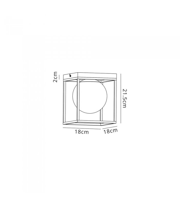 Square Ceiling Flush, 1 Light E14, Matt Black, Painted Gold - 2