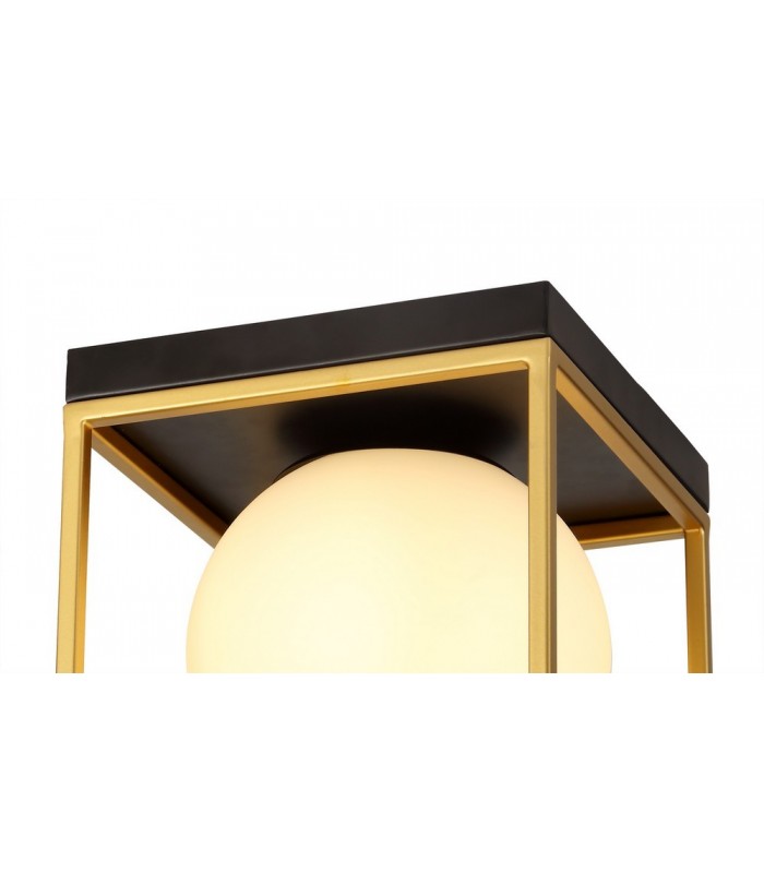 Square Ceiling Flush, 1 Light E14, Matt Black, Painted Gold - 4