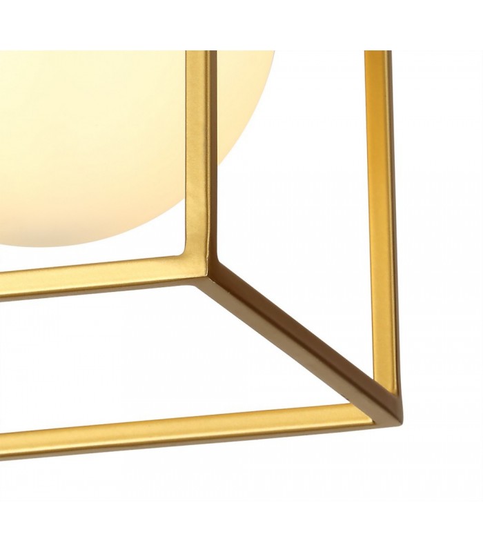 Square Ceiling Flush, 1 Light E14, Matt Black, Painted Gold - 5