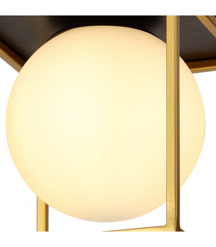 Square Ceiling Flush, 1 Light E14, Matt Black, Painted Gold - 6