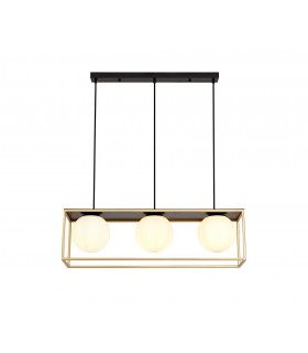 Linear Ceiling Pendant, 3 Light Adjustable E14, Matt Black, Painted Gold - 1