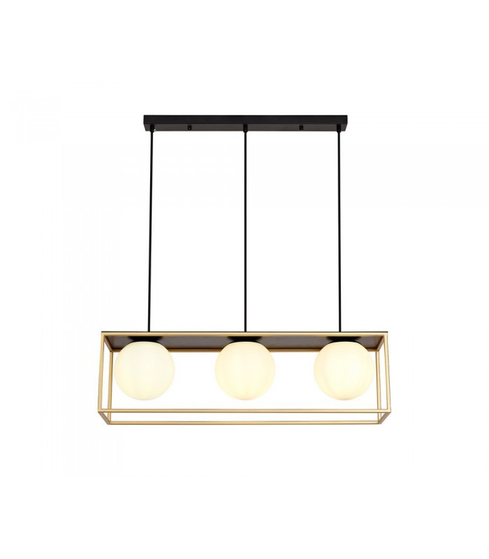 Linear Ceiling Pendant, 3 Light Adjustable E14, Matt Black, Painted Gold - 1