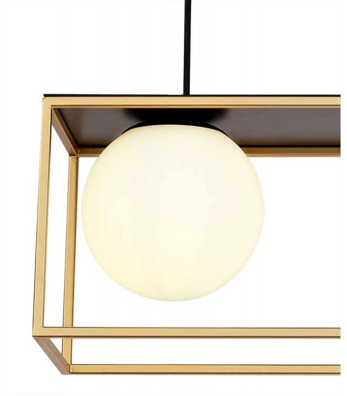 Linear Ceiling Pendant, 3 Light Adjustable E14, Matt Black, Painted Gold - 5