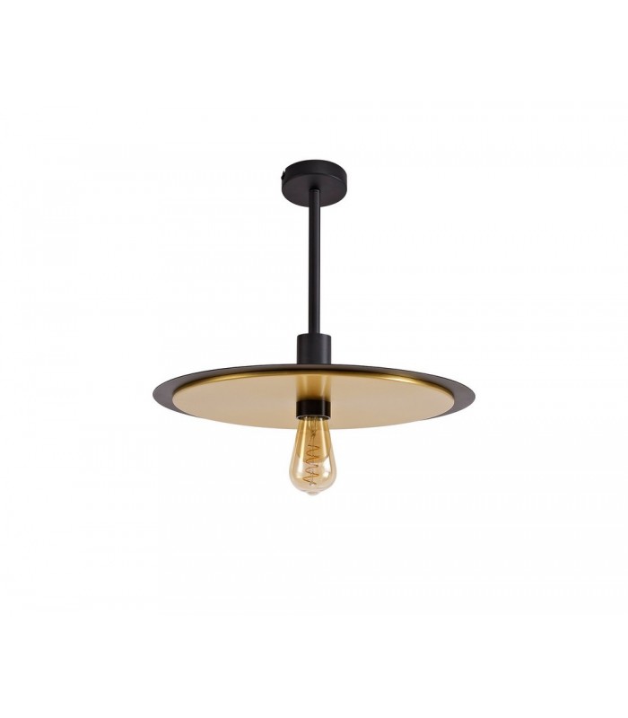Single 3 In1 Ceiling Flush, Semi-Fush & Dome Ceiling Pendant Light, Adjustable E27, Black, Gold - 9