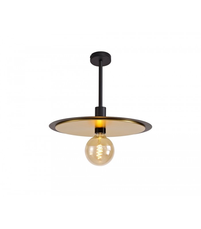 Single 3 In1 Ceiling Flush, Semi-Fush & Dome Ceiling Pendant Light, Adjustable E27, Black, Gold - 11
